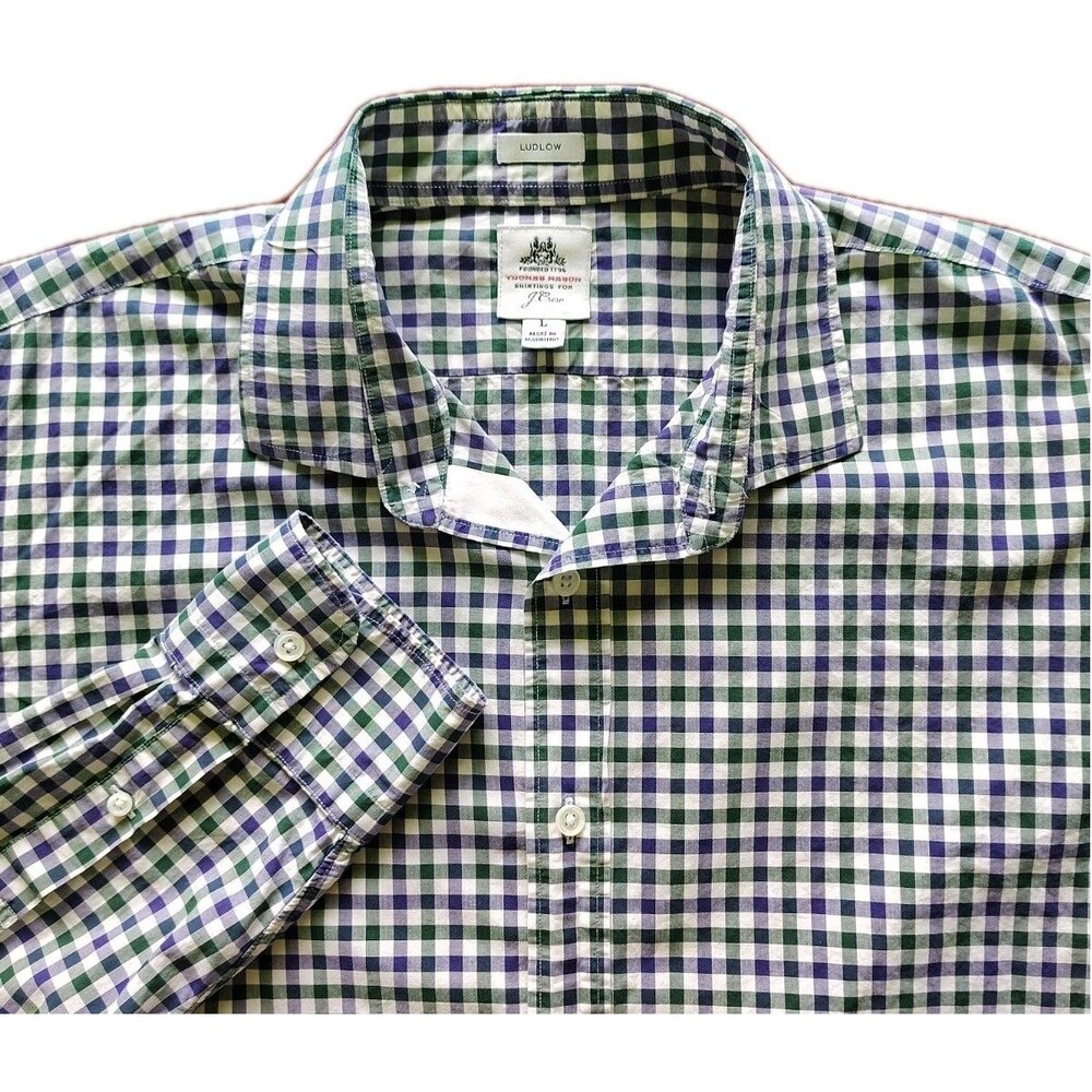 J.Crew Ludlow Thomas Mason Gingham Shirt Mens Large 100% Cotton Preppy Dress
